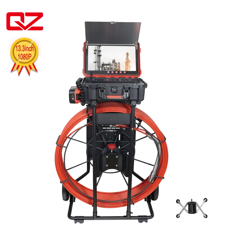 Nagy ipari kamera 39mm-es fejjel, 100-400 mm-es csövek vizsgálatához., 130 méter hosszú betoló kábellel.